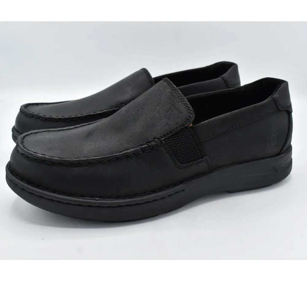 Born Mariner Loafers Mens 11 Black Full Grain Leather Slip On Moc Toe Shoe NEW